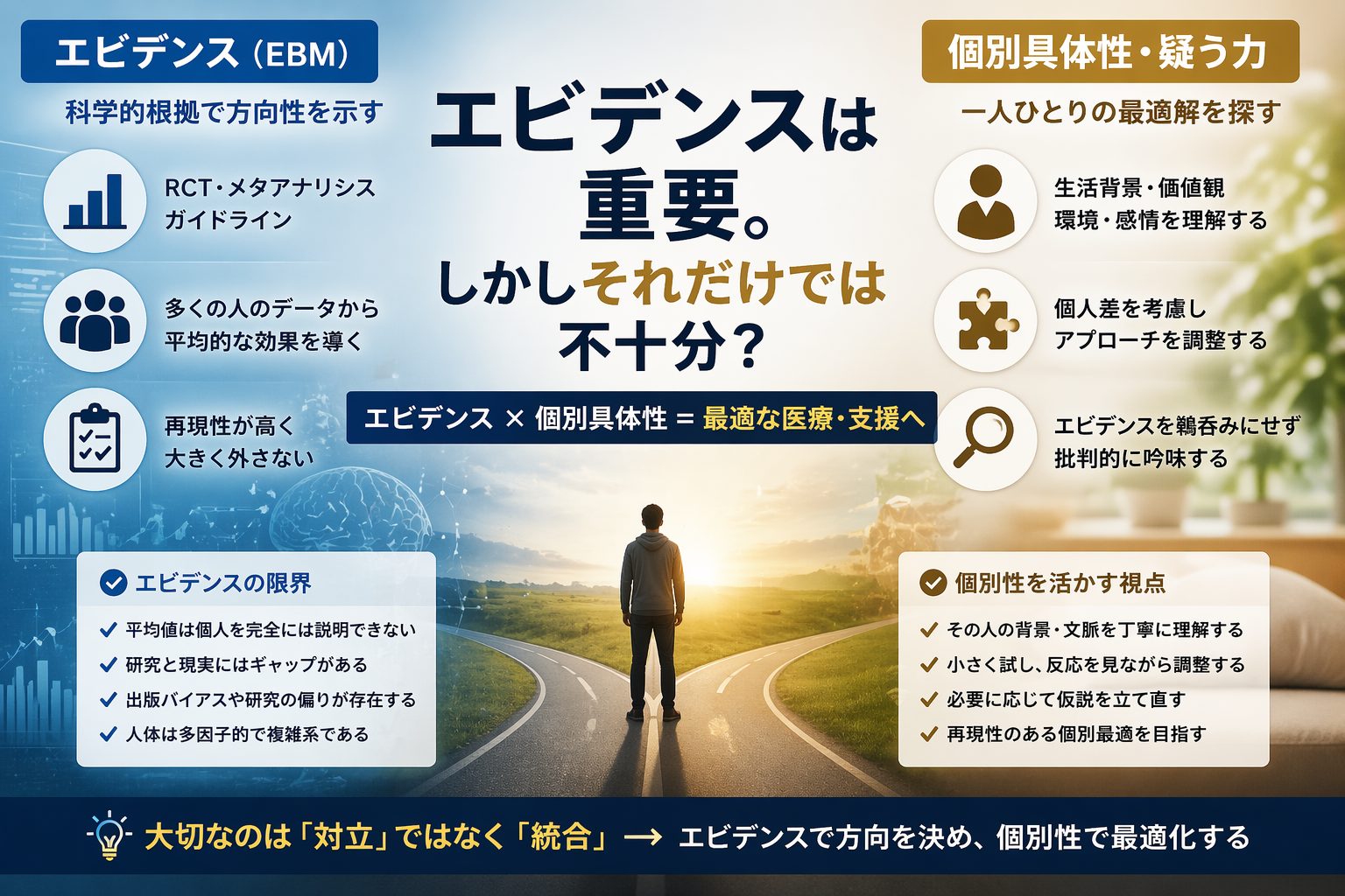 エビデンスは重要。しかしそれだけでは不十分？―個別性と「疑う力」をどう持つか