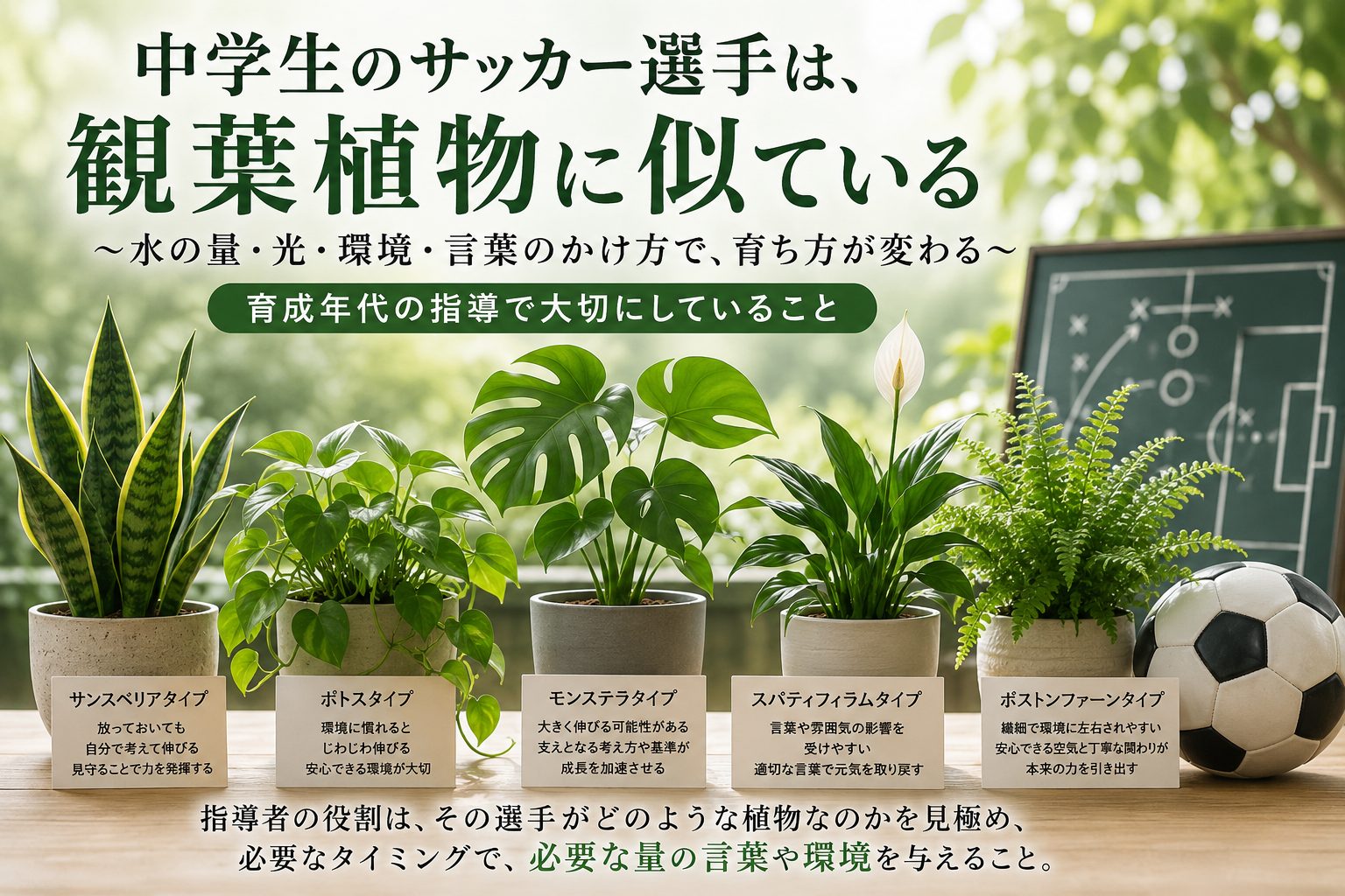 中学生のサッカー選手は、観葉植物に似ている