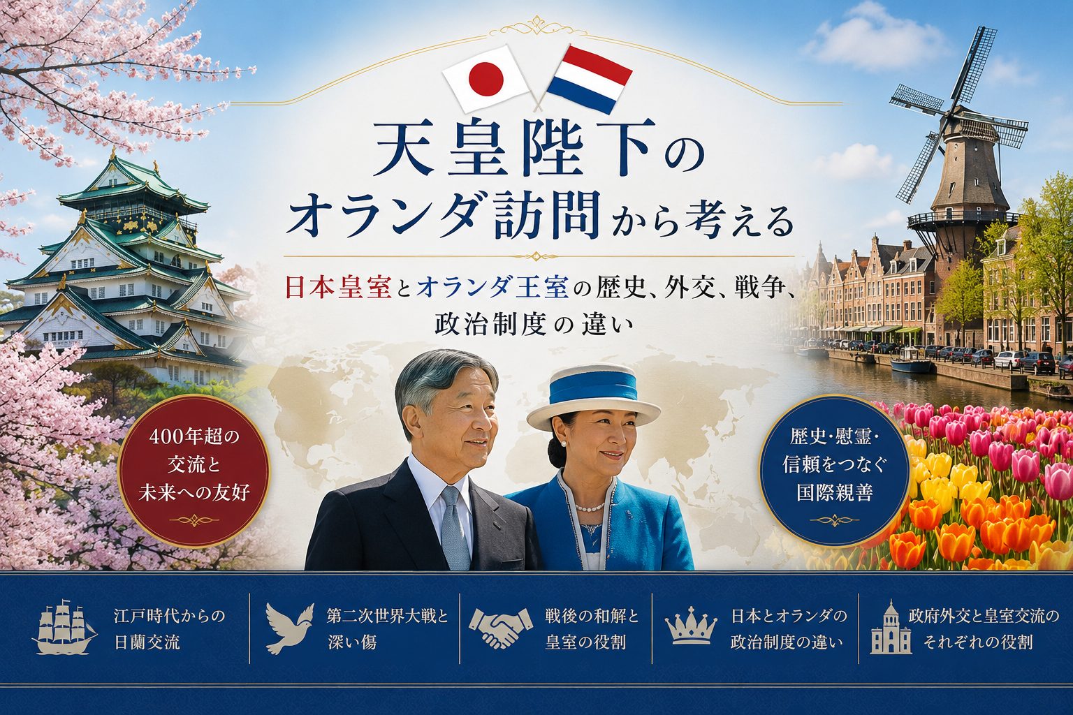 天皇陛下のオランダ訪問から考える｜日本皇室とオランダ王室の歴史、外交、戦争、政治制度の違い
