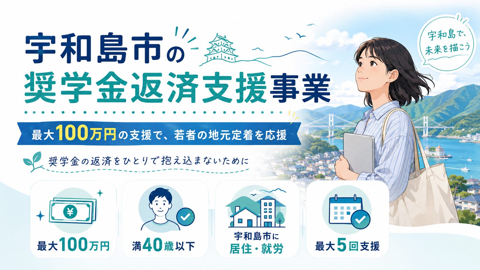 宇和島市の奨学金返済支援事業とは？若者の定住を支える「最大100万円」の支援制度